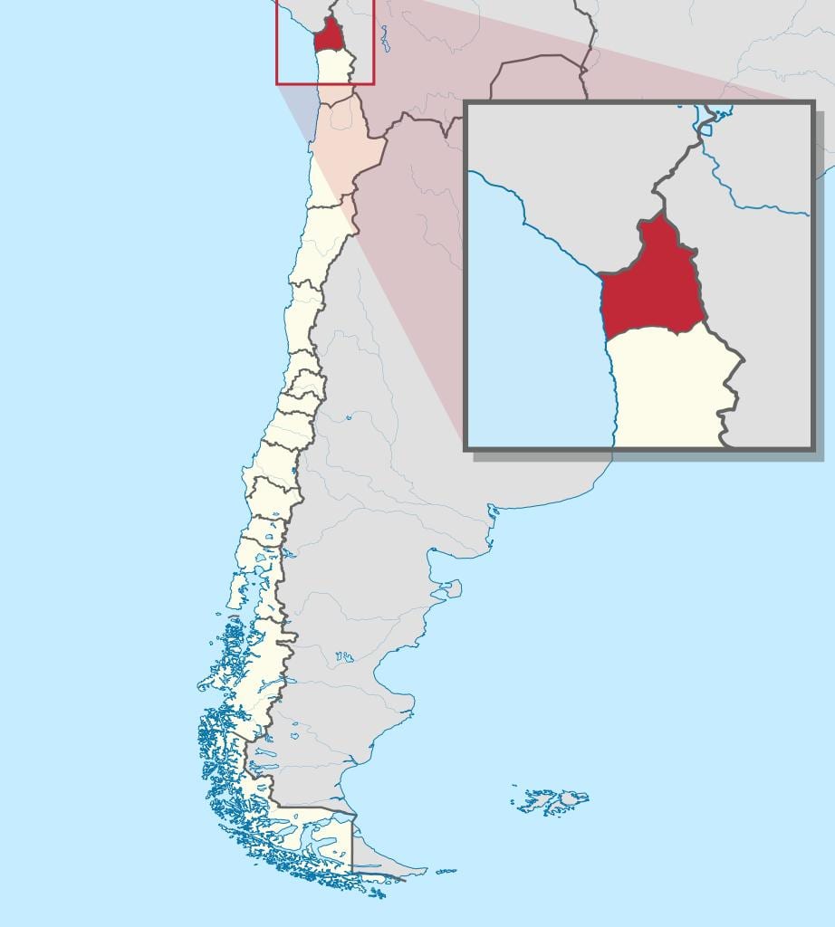 Mapa de arica, Xile