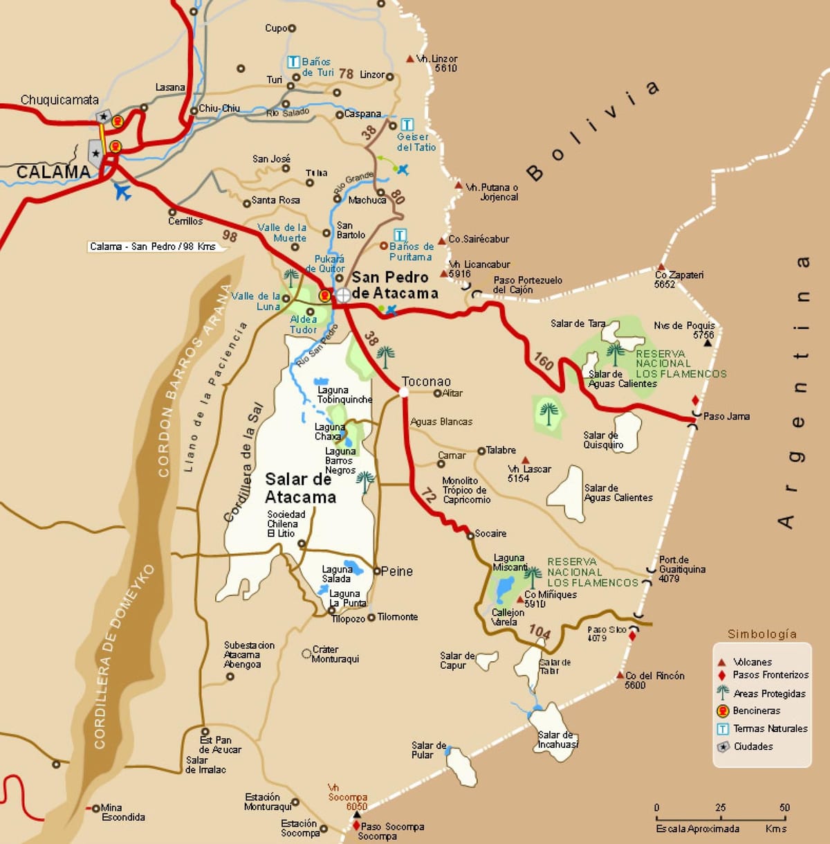 Mapa d'atacama a Xile