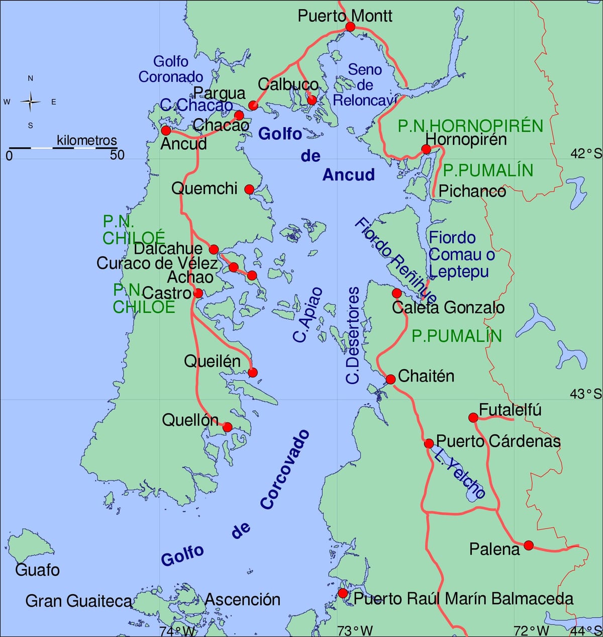Mapa de chiloe Xile