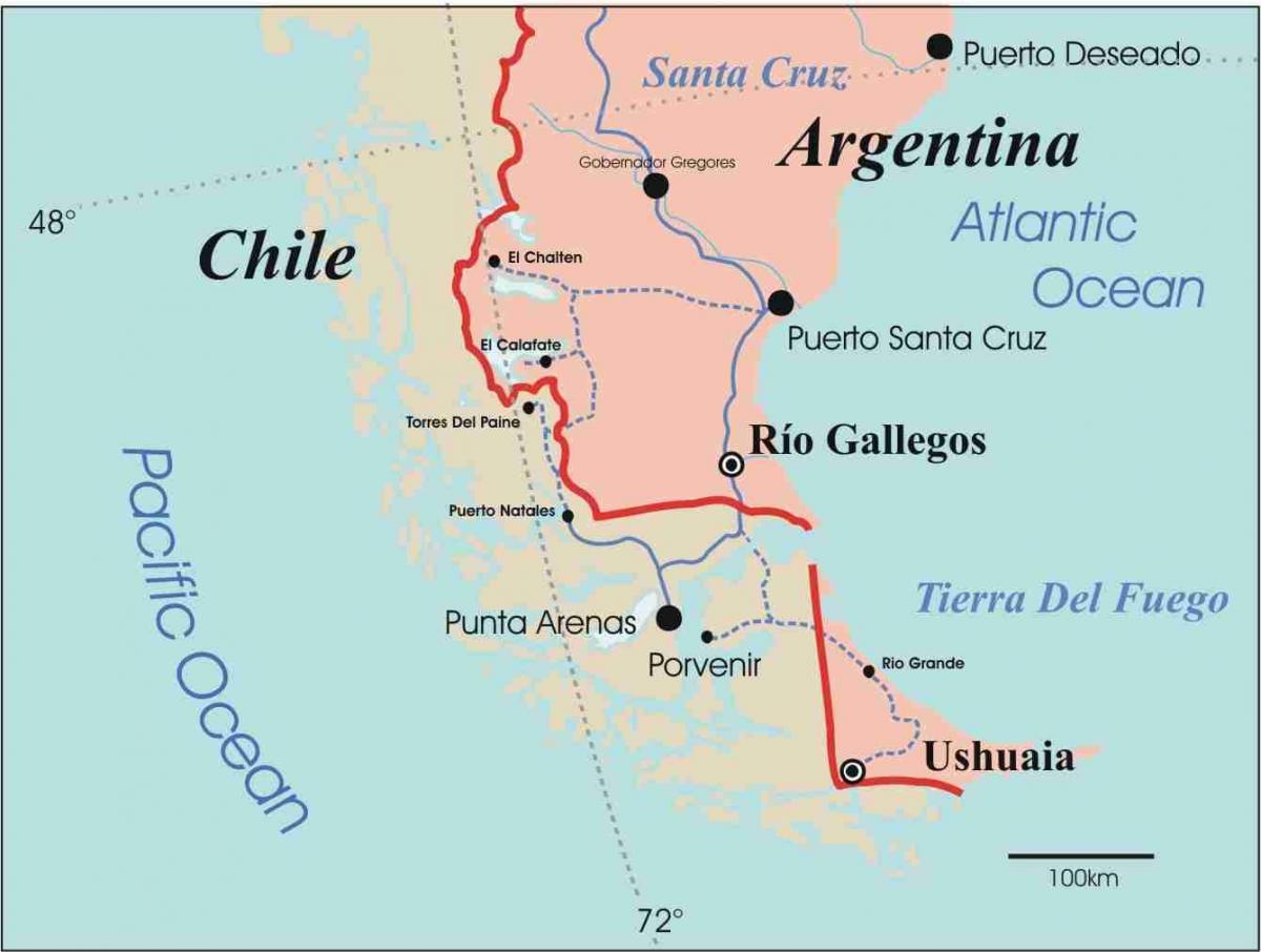 Mapa de la patagònia, Xile