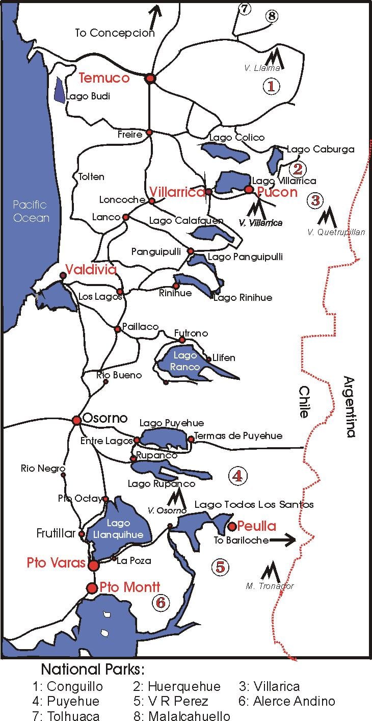 Mapa del llac districte de Xile