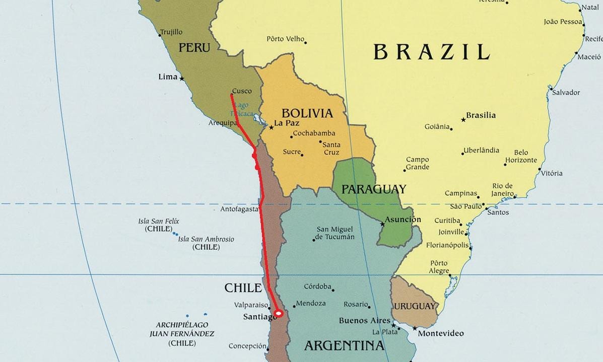 Mapa del nord de Xile