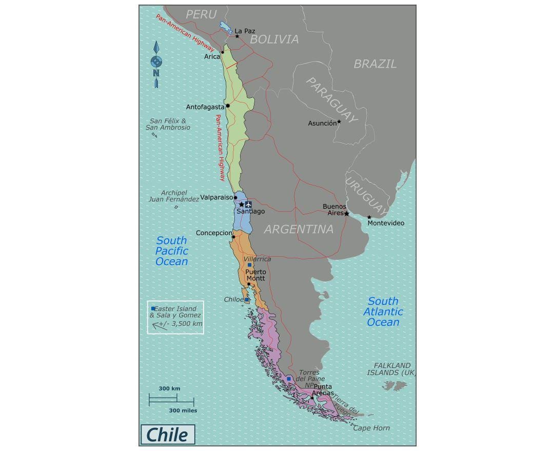 Mapa de valdivia, Xile