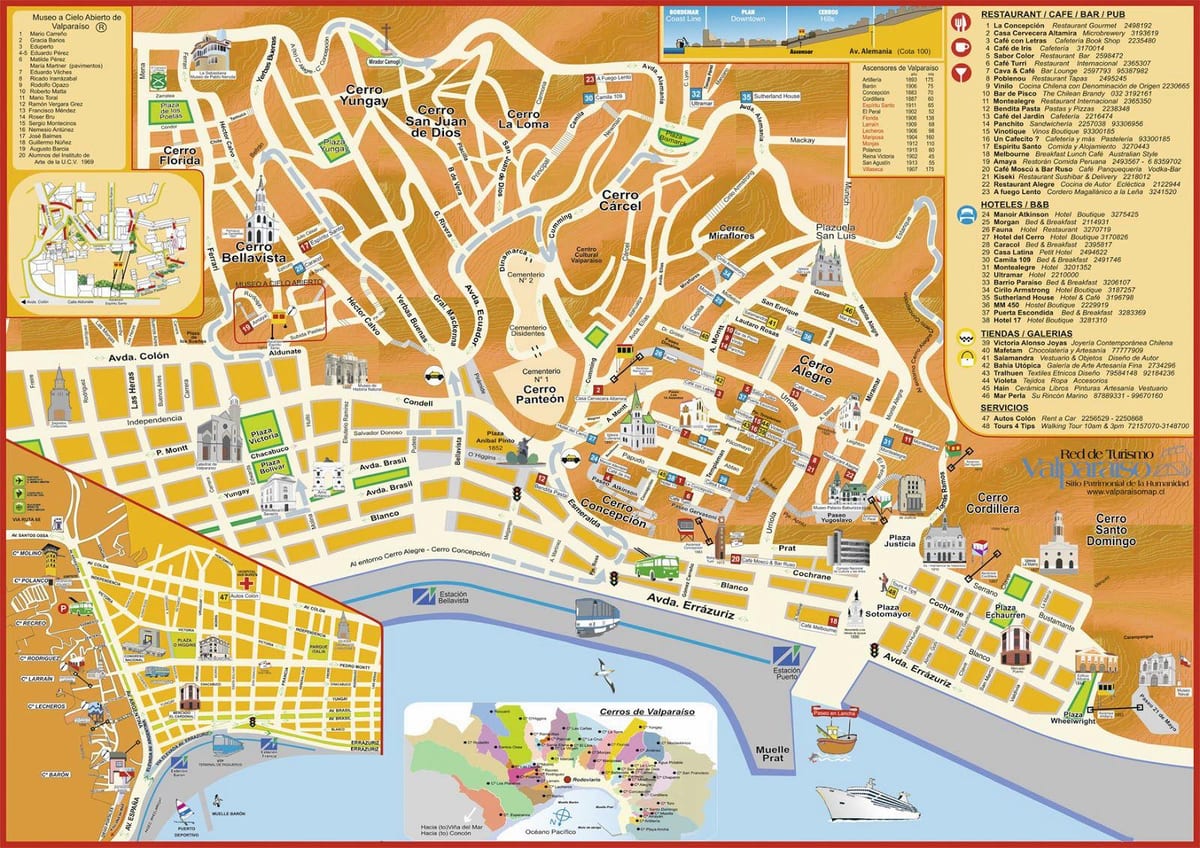 mapa turístic de valparaíso a Xile