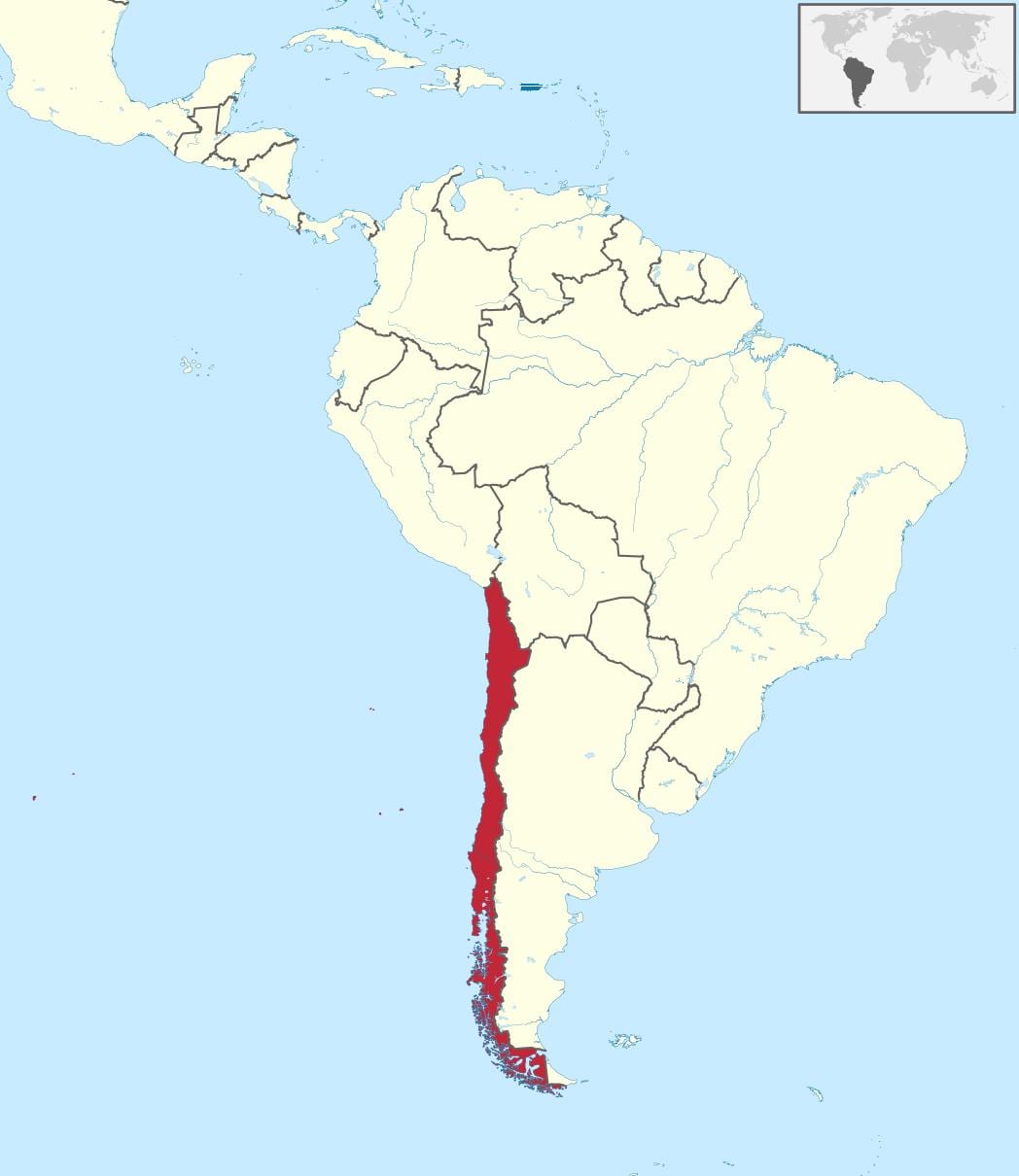 Xile a amèrica del sud mapa
