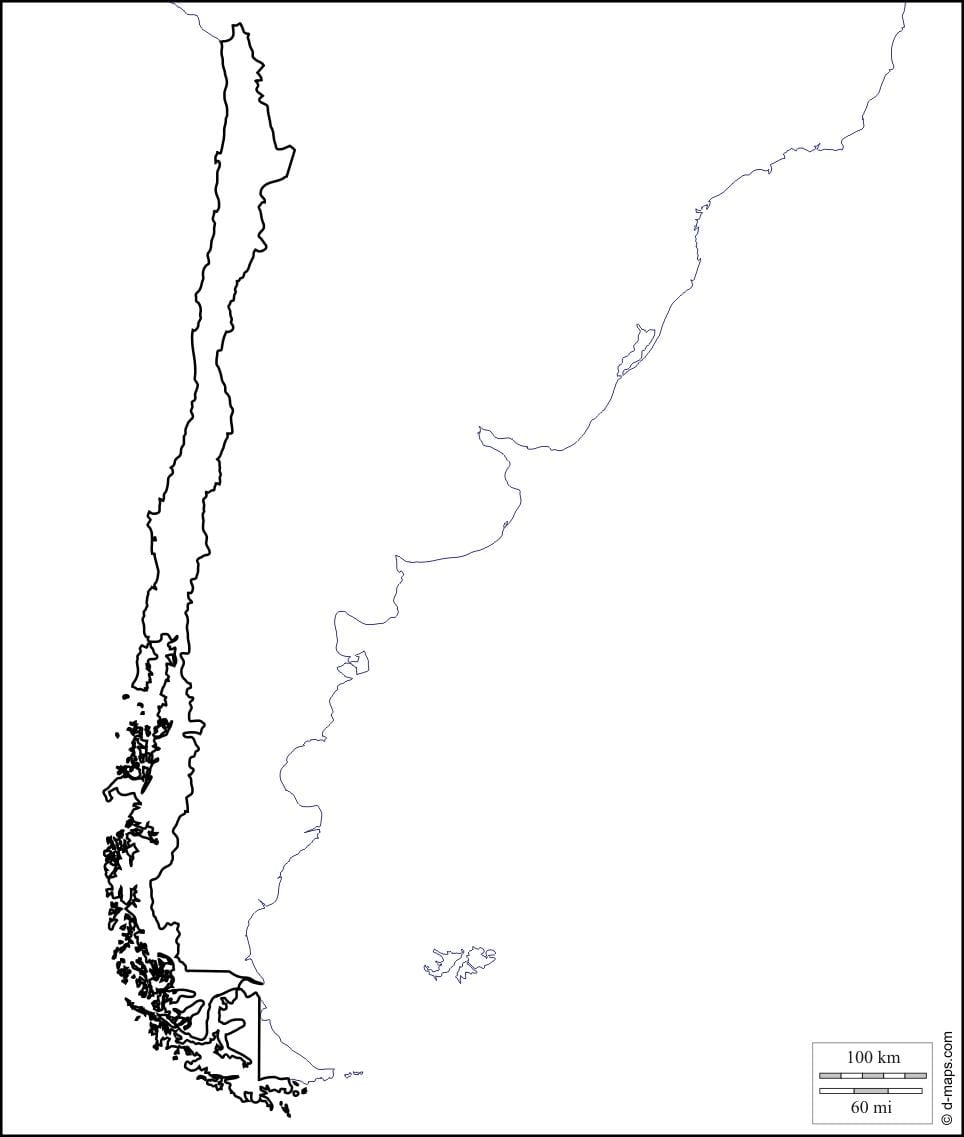 en blanc mapa de Xile
