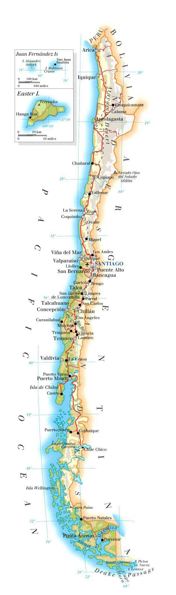 Mapa de Xile parcs nacionals 