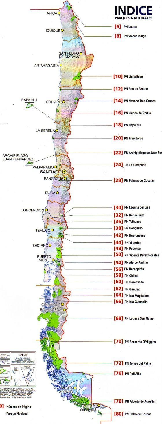 Mapa de Xile riu