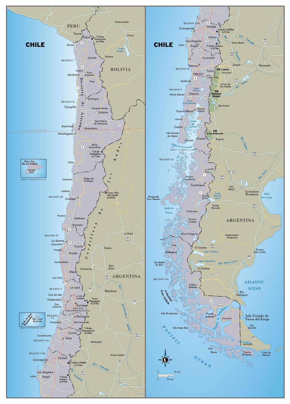 Mapa de Xile viatges