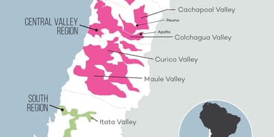 Mapa de la vall central de Xile