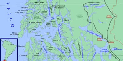 Mapa de Xile glaceres