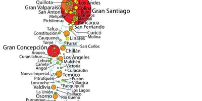 Xile densitat de població mapa