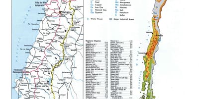 Mapa de Xile recursos naturals 